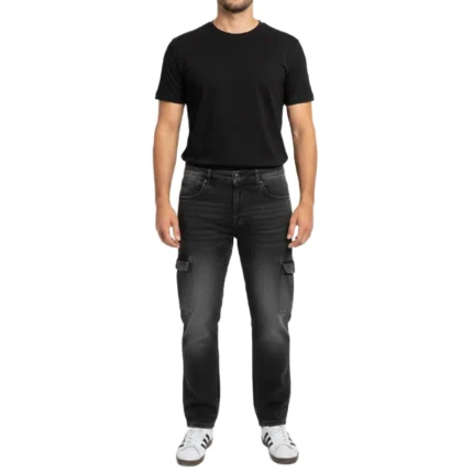 بنطلون جينز كارجو واسع الساق